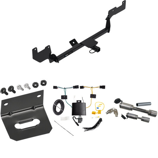 Fits 2020-2023 Hyundai Venue Trailer Hitch Tow PKG w/ 4-Flat Wiring Harness + Wiring Bracket + Dual Hitch & Coupler Locks By Reese Towpower