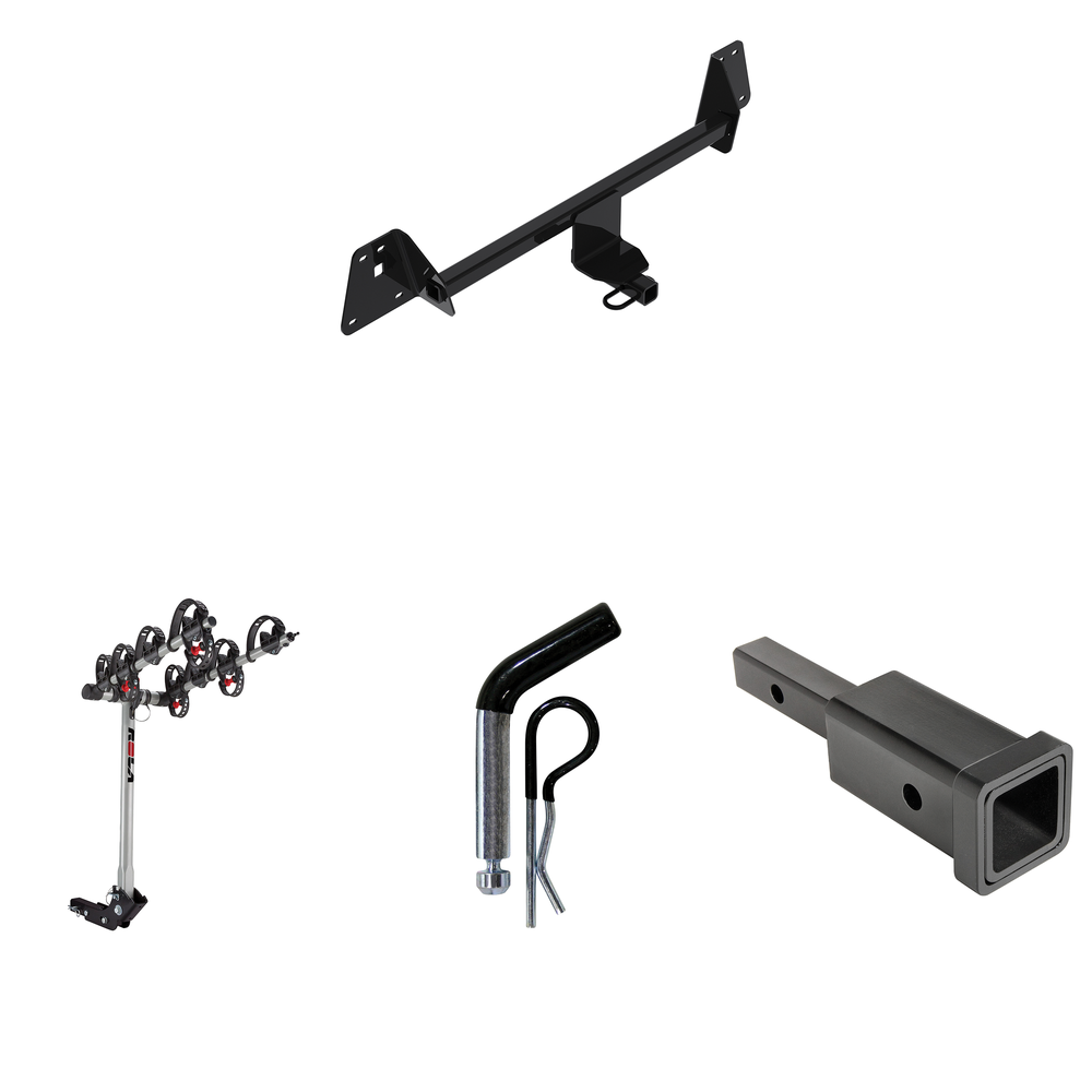 Se adapta al paquete de enganche de remolque Toyota Prius 2020-2022 con adaptador de enganche, receptor de 1-1/4" a 2" + pasador y clip de 1/2" + soporte para 4 bicicletas de Reese Towpower