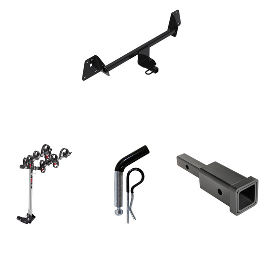 Se adapta al paquete de enganche de remolque Toyota Prius 2020-2022 con adaptador de enganche, receptor de 1-1/4" a 2" + pasador y clip de 1/2" + soporte para 4 bicicletas de Reese Towpower