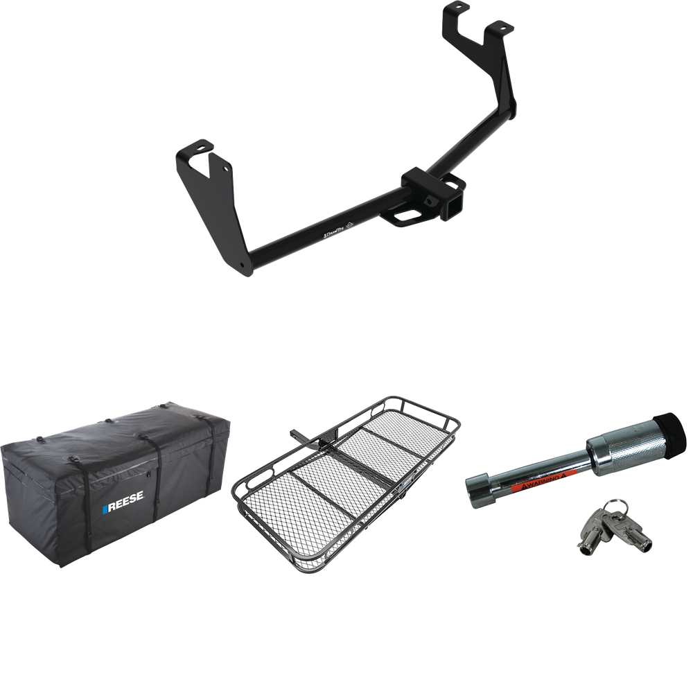 Fits 2017-2022 Chevrolet Trax Trailer Hitch Tow PKG w/ 60" x 24" Cargo Carrier + Cargo Bag + Hitch Lock (For LS Models) By Reese Towpower