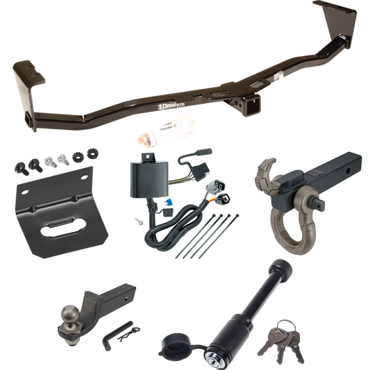 Fits 2007-2012 Hyundai Veracruz Trailer Hitch Tow PKG w/ 4-Flat Wiring + Interlock Tactical Starter Kit w/ 2" Drop & 2" Ball + Tactical Hook & Shackle Mount + Tactical Dogbone Lock + Wiring Bracket By Draw-Tite