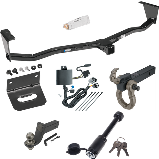 Fits 2007-2012 Hyundai Veracruz Trailer Hitch Tow PKG w/ 4-Flat Wiring + Interlock Tactical Starter Kit w/ 3-1/4" Drop & 2" Ball + Tactical Hook & Shackle Mount + Tactical Dogbone Lock + Wiring Bracket By Reese Towpower