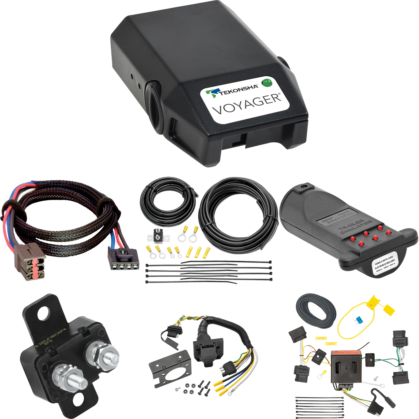 Se adapta al cableado de RV de 7 vías Ford E-250 Econoline 2008-2008 + control de frenos Tekonsha Voyager + adaptador BC Plug &amp; Play + probador de 7 vías y emulador de remolque de Tekonsha