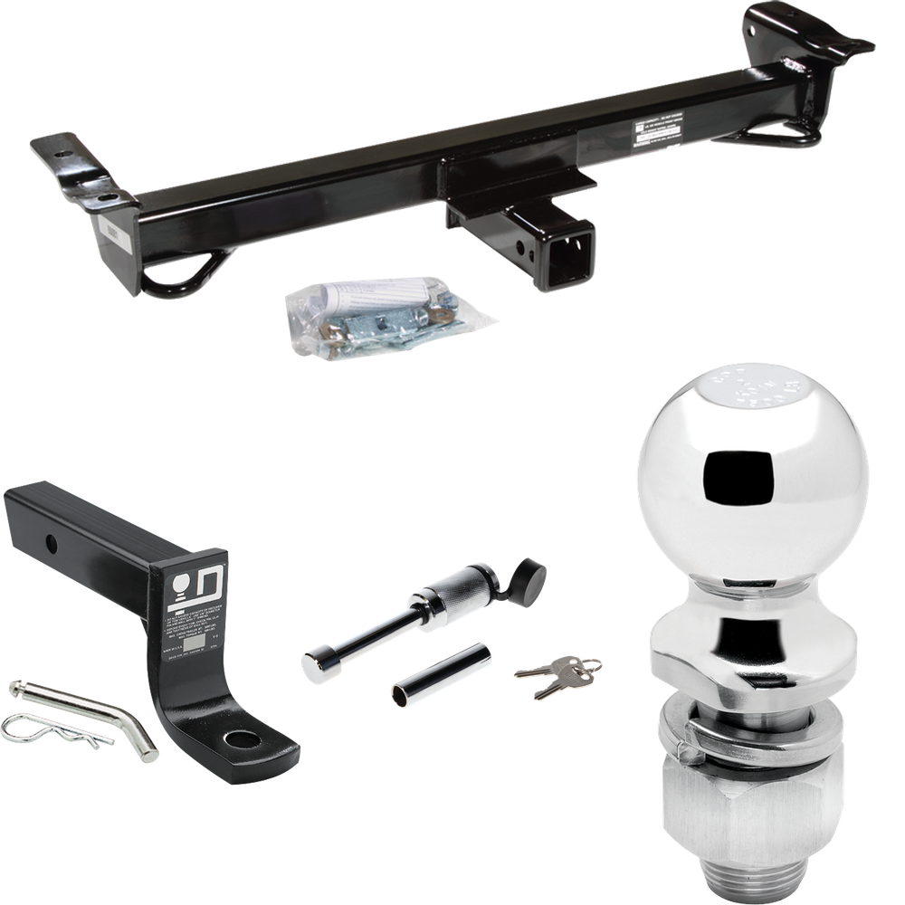 Fits 2000-2002 Ford E-450 Econoline Super Duty Stripped Front Mount Hitch + Ball Mount w/ 4" Drop & 2" Ball + Hitch Lock (For RV Cutaway Models) By Draw-Tite