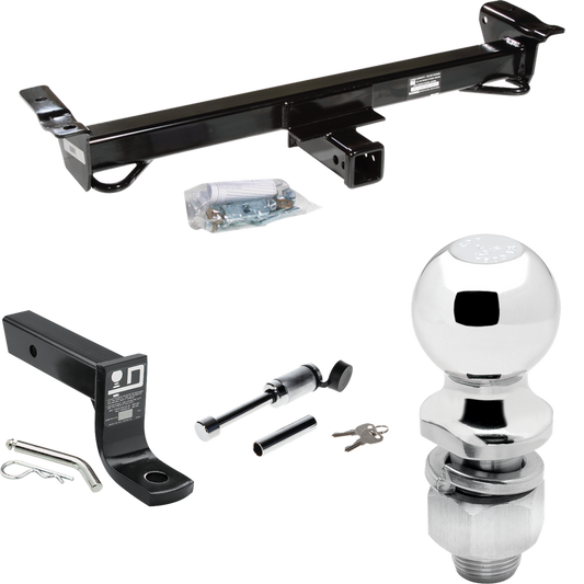 Fits 2000-2002 Ford E-450 Econoline Super Duty Stripped Front Mount Hitch + Ball Mount w/ 4" Drop & 2" Ball + Hitch Lock (For RV Cutaway Models) By Draw-Tite