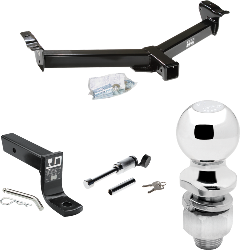 Fits 2008-2014 Ford E-250 Econoline Front Mount Hitch + Ball Mount w/ 4" Drop & 2" Ball + Hitch Lock By Draw-Tite