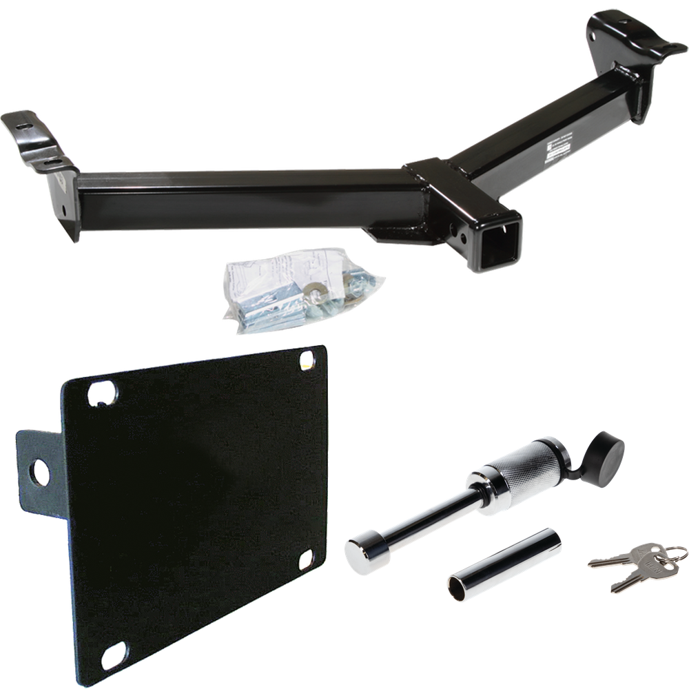 Fits 2008-2017 Ford E-350 Econoline Super Duty Front Mount Trailer Hitch Tow PKG w/ License Plate Holder + Hitch Lock (For RV Cutaway Models) By Draw-Tite