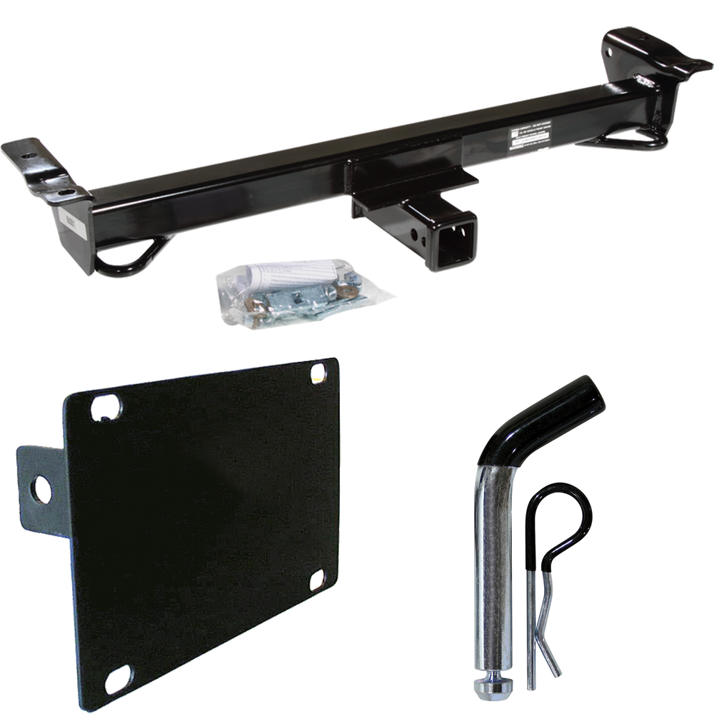 Fits 2000-2002 Ford E-450 Econoline Super Duty Stripped Front Mount Trailer Hitch Tow PKG w/ License Plate Holder + Pin/Clip (For RV Cutaway Models) By Draw-Tite