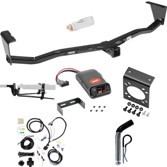 Fits 2007-2012 Hyundai Veracruz Trailer Hitch Tow PKG w/ 6K Round Bar Weight Distribution Hitch w/ 2-5/16" Ball + Pin/Clip + Pro Series POD Brake Control + 7-Way RV Wiring By Reese Towpower