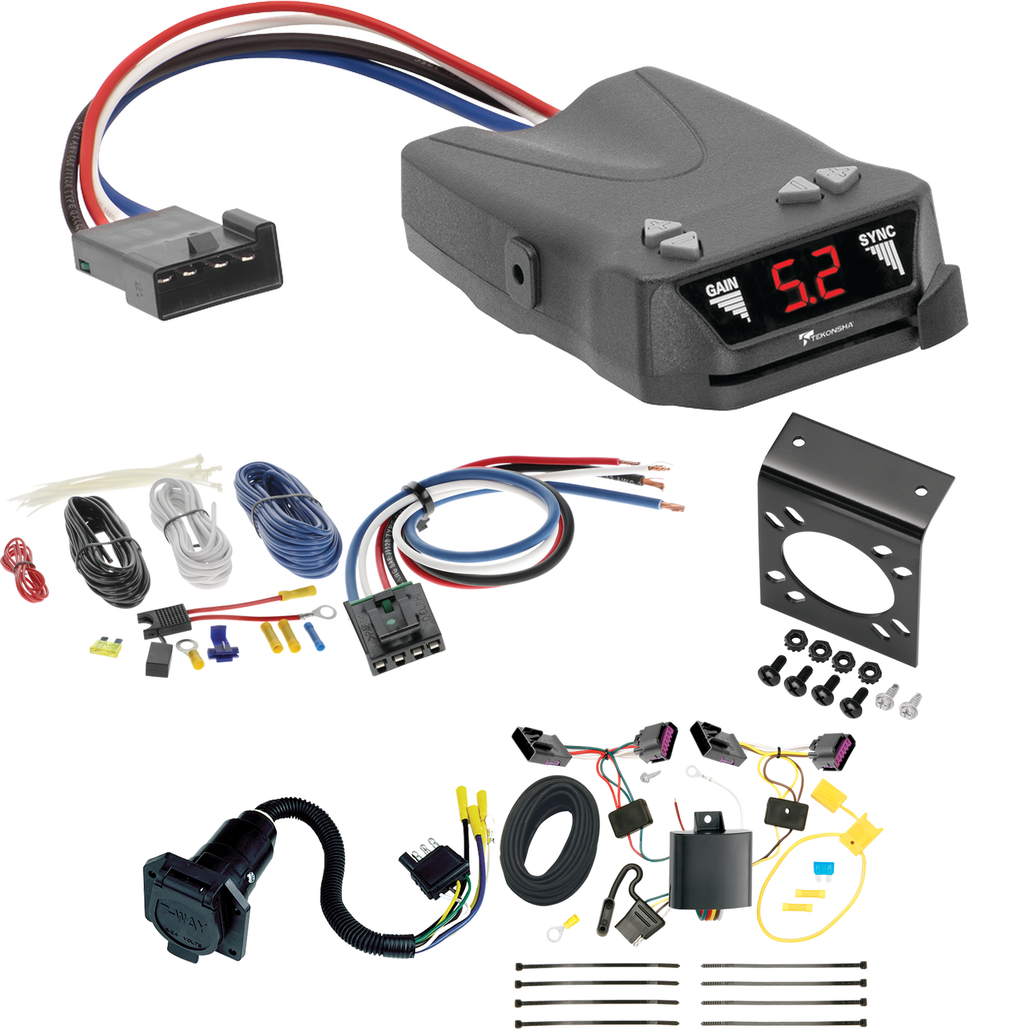 Fits 2013-2016 Buick Encore 7-Way RV Wiring + Tekonsha Brakeman IV Brake Control + Generic BC Wiring Adapter By Tekonsha