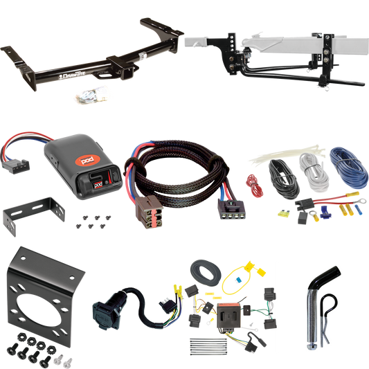 Fits 2008-2008 Ford E-150 Econoline Trailer Hitch Tow PKG w/ 11.5K Round Bar Weight Distribution Hitch w/ 2-5/16" Ball + Pin/Clip + Pro Series POD Brake Control + Plug & Play BC Adapter + 7-Way RV Wiring By Draw-Tite