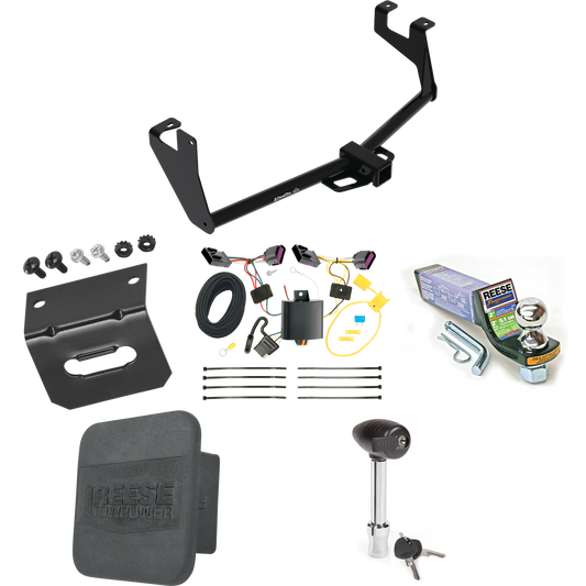 Fits 2013-2016 Buick Encore Trailer Hitch Tow PKG w/ 4-Flat Wiring + Starter Kit Ball Mount w/ 2" Drop & 1-7/8" Ball + Wiring Bracket + Hitch Lock + Hitch Cover By Reese Towpower