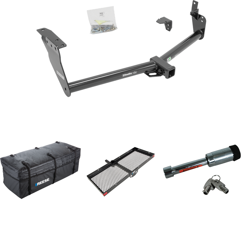 Fits 2009-2012 Infiniti FX35 Trailer Hitch Tow PKG w/ 48" x 20" Cargo Carrier + Cargo Bag + Hitch Lock By Draw-Tite