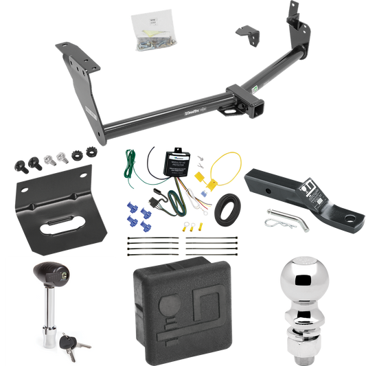 Fits 2013-2013 Infiniti FX37 Trailer Hitch Tow PKG w/ 4-Flat Wiring + Ball Mount w/ 2" Drop + 2-5/16" Ball + Wiring Bracket + Hitch Lock + Hitch Cover By Draw-Tite