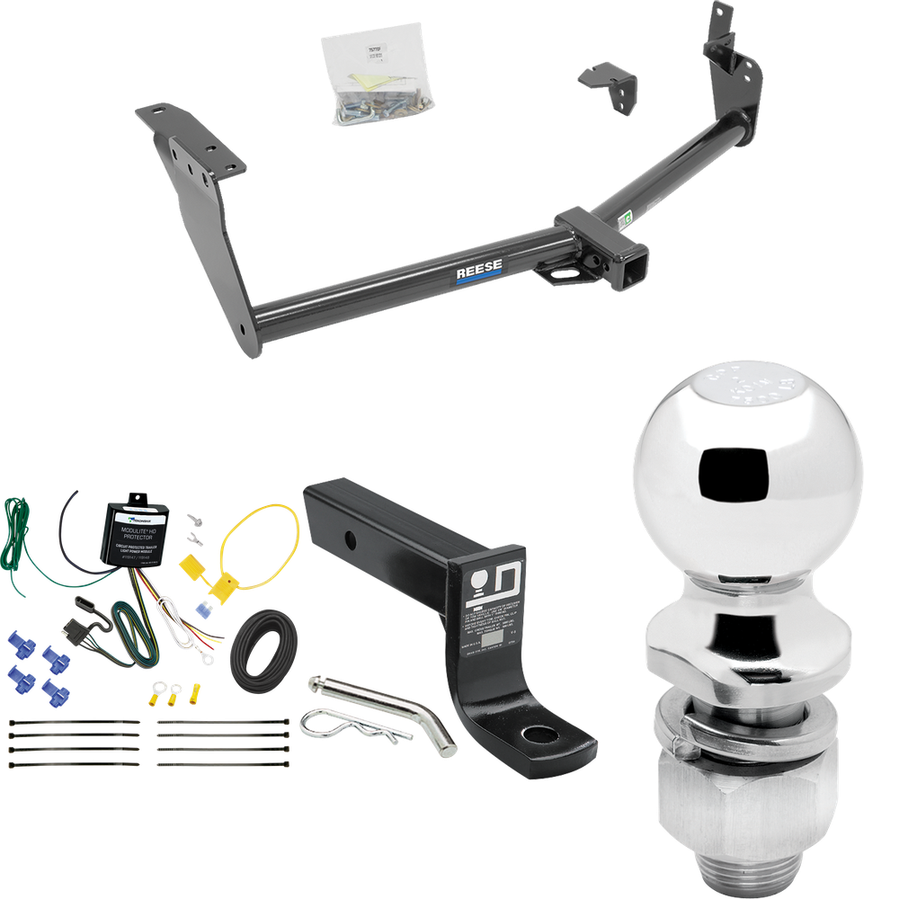 Fits 2009-2012 Infiniti FX35 Trailer Hitch Tow PKG w/ 4-Flat Wiring + Ball Mount w/ 4" Drop + 2" Ball By Reese Towpower