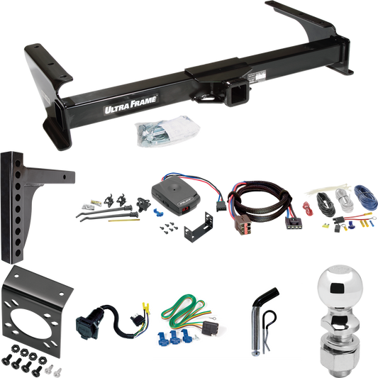 Fits 2003-2007 Ford E-350 Econoline Super Duty Trailer Hitch Tow PKG w/ 12K Trunnion Bar Weight Distribution Hitch + Pin/Clip + 2-5/16" Ball + Pro Series Pilot Brake Control + Plug & Play BC Adapter + 7-Way RV Wiring By Draw-Tite