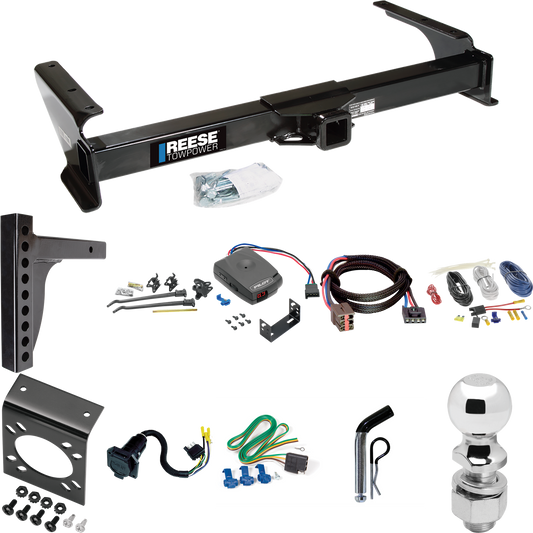 Fits 2003-2007 Ford E-250 Econoline Trailer Hitch Tow PKG w/ 12K Trunnion Bar Weight Distribution Hitch + Pin/Clip + 2-5/16" Ball + Pro Series Pilot Brake Control + Plug & Play BC Adapter + 7-Way RV Wiring By Reese Towpower