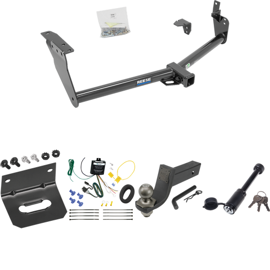 Fits 2014-2017 Infiniti QX70 Trailer Hitch Tow PKG w/ 4-Flat Wiring + Interlock Tactical Starter Kit w/ 3-1/4" Drop & 2" Ball + Tactical Dogbone Lock + Wiring Bracket By Reese Towpower