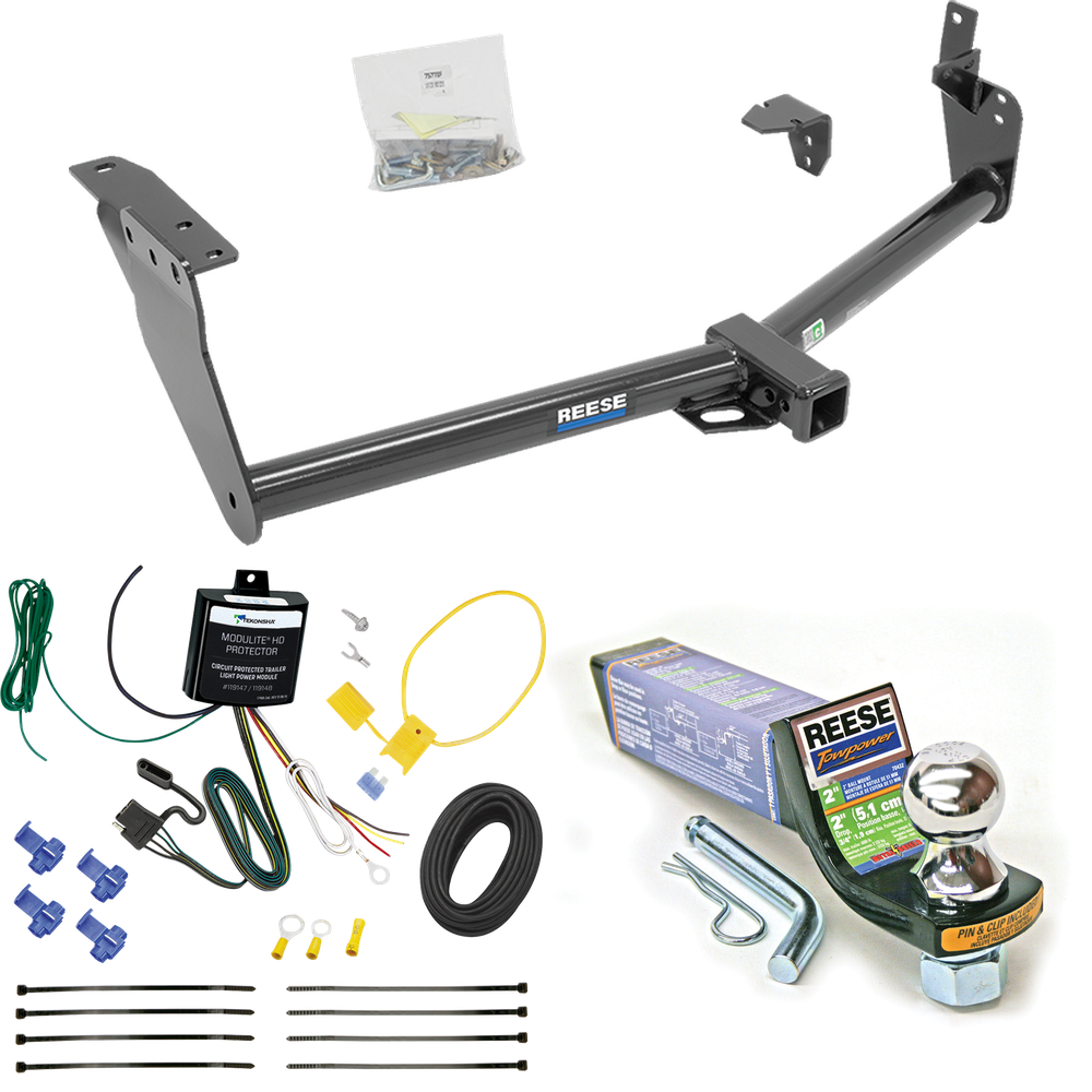 Fits 2009-2012 Infiniti FX35 Trailer Hitch Tow PKG w/ 4-Flat Wiring + Starter Kit Ball Mount w/ 2" Drop & 1-7/8" Ball By Reese Towpower