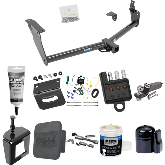 Fits 2009-2013 Infiniti FX50 Trailer Hitch Tow PKG w/ 4-Flat Wiring + Starter Kit Ball Mount w/ 2" Drop & 2" Ball + 1-7/8" Ball + Wiring Bracket + Dual Hitch & Coupler Locks + Hitch Cover + Wiring Tester + Ball Lube + Electric Grease + Ball Wrench +