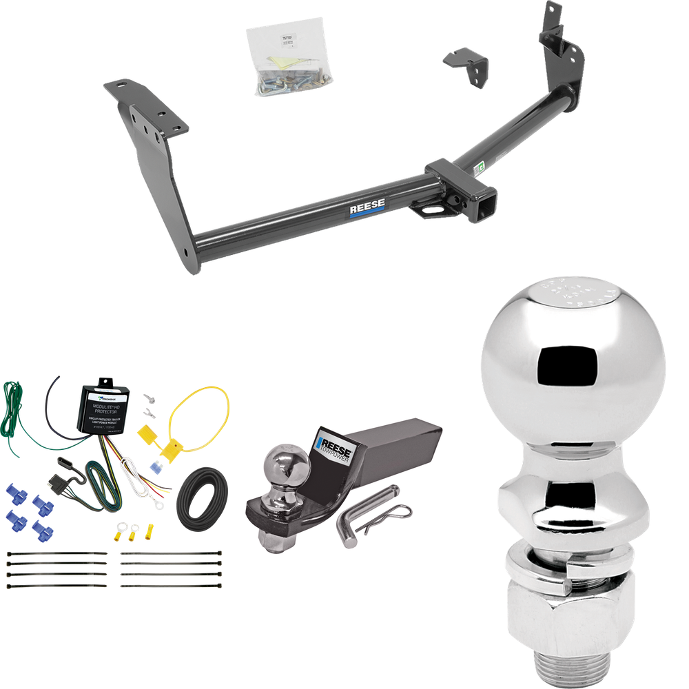 Fits 2009-2012 Infiniti FX35 Trailer Hitch Tow PKG w/ 4-Flat Wiring + Starter Kit Ball Mount w/ 2" Drop & 2" Ball + 2-5/16" Ball By Reese Towpower