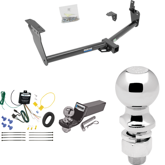 Fits 2009-2012 Infiniti FX35 Trailer Hitch Tow PKG w/ 4-Flat Wiring + Starter Kit Ball Mount w/ 2" Drop & 2" Ball + 2-5/16" Ball By Reese Towpower