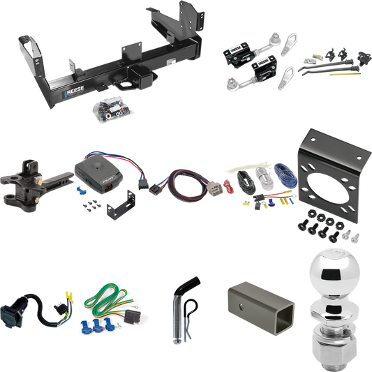 Fits 2015-2023 RAM 2500 Trailer Hitch Tow PKG w/ 17K Trunnion Bar Weight Distribution Hitch + Pin/Clip + Dual Cam Sway Control + 2-5/16" Ball + Pro Series Pilot Brake Control + Plug & Play BC Adapter + 7-Way RV Wiring By Reese Towpower