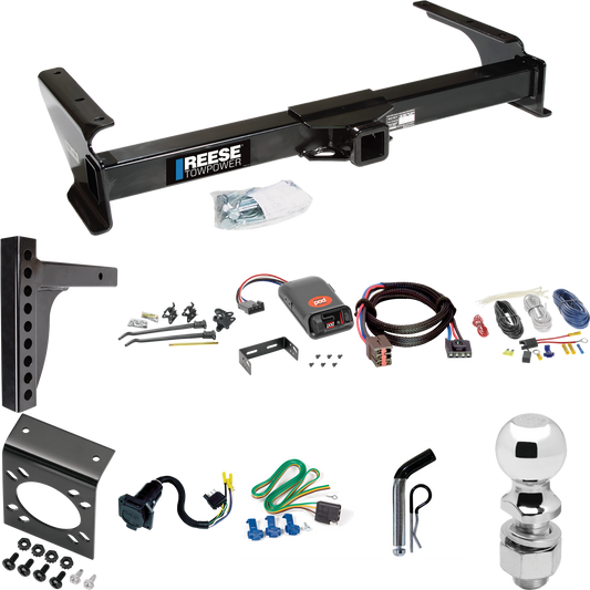 Fits 2003-2007 Ford E-250 Econoline Trailer Hitch Tow PKG w/ 12K Trunnion Bar Weight Distribution Hitch + Pin/Clip + 2-5/16" Ball + Pro Series POD Brake Control + Plug & Play BC Adapter + 7-Way RV Wiring By Reese Towpower