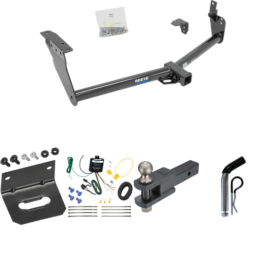 Se adapta al paquete de enganche de remolque Infiniti QX70 2014-2017 con arnés de cableado de 4 planos + soporte de bola de enganche de horquilla con bola de 2" + pasador/clip + soporte de cableado de Reese Towpower