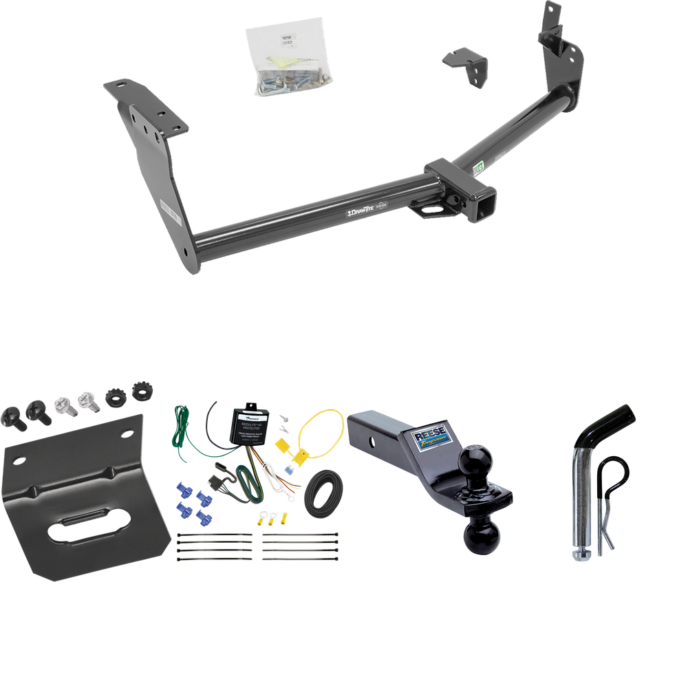 Fits 2014-2017 Infiniti QX70 Trailer Hitch Tow PKG w/ 4-Flat Wiring Harness + Dual Ball Ball Mount 1-7/8" & 2" Trailer Balls + Pin/Clip + Wiring Bracket By Draw-Tite