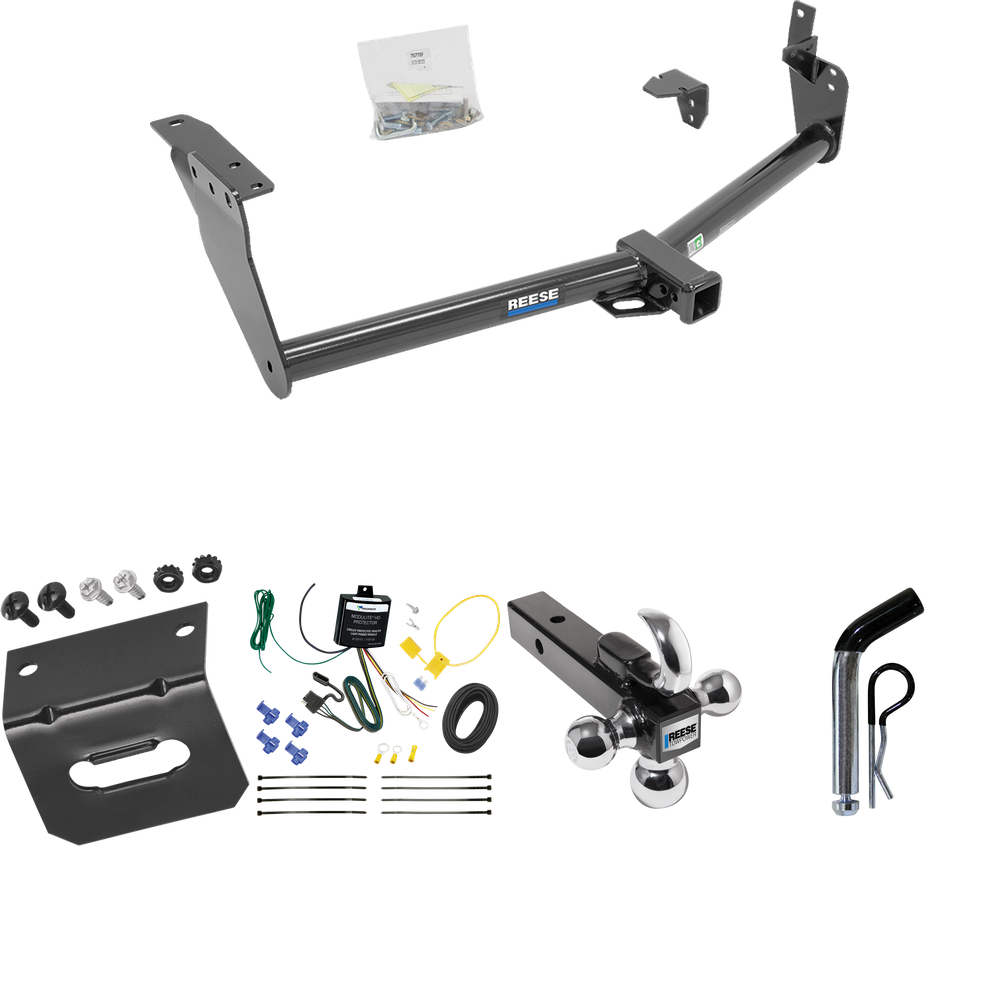 Fits 2013-2013 Infiniti FX37 Trailer Hitch Tow PKG w/ 4-Flat Wiring Harness + Triple Ball Ball Mount 1-7/8" & 2" & 2-5/16" Trailer Balls w/ Tow Hook + Pin/Clip + Wiring Bracket By Reese Towpower