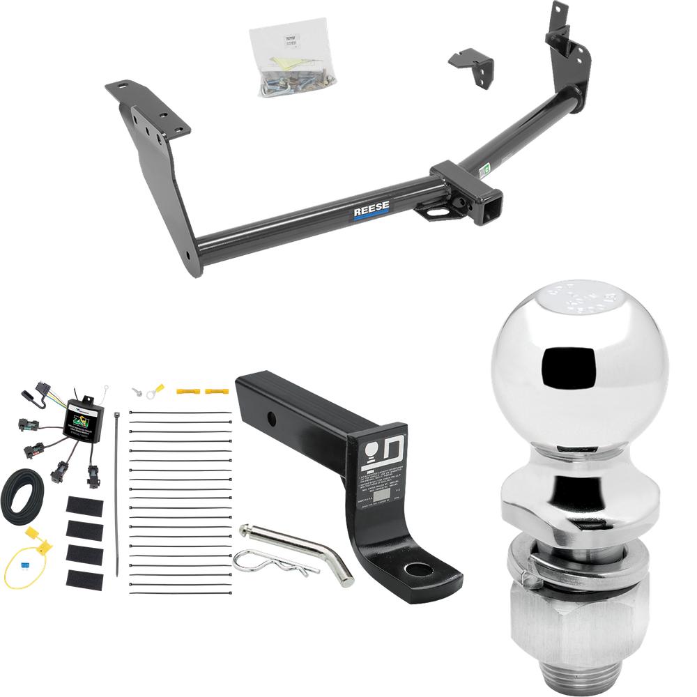 Se adapta al paquete de enganche de remolque Infiniti FX50 2009-2013 con cableado "sin empalme" de 4 contactos planos cero + soporte de bola con caída de 4" + bola de 2" de Reese Towpower