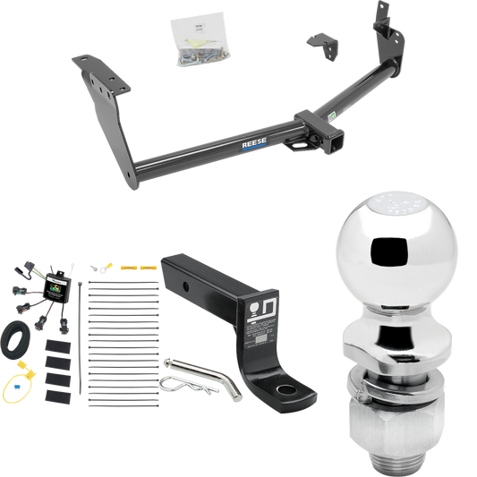 Se adapta al paquete de enganche de remolque Infiniti FX50 2009-2013 con cableado "sin empalme" de 4 contactos planos cero + soporte de bola con caída de 4" + bola de 2" de Reese Towpower