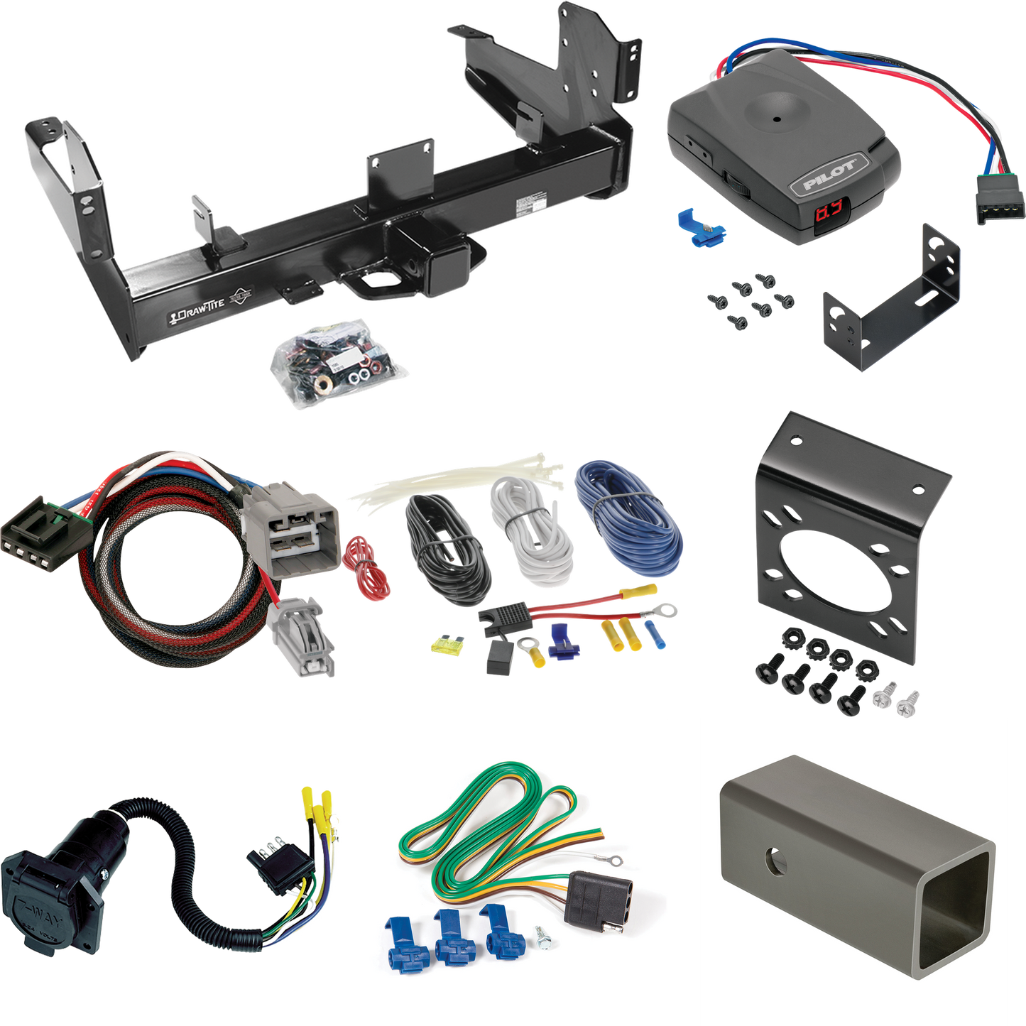 Fits 2013-2014 RAM 2500 Trailer Hitch Tow PKG w/ Pro Series Pilot Brake Control + Plug & Play BC Adapter + 7-Way RV Wiring By Draw-Tite