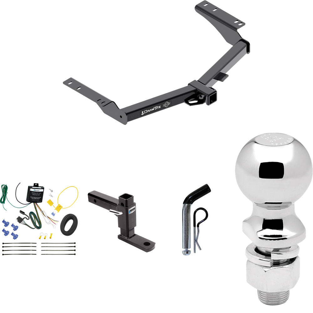 Fits 2014-2023 Toyota Prado Trailer Hitch Tow PKG w/ 4-Flat Wiring + Adjustable Drop Rise Ball Mount + Pin/Clip + 2-5/16" Ball By Draw-Tite