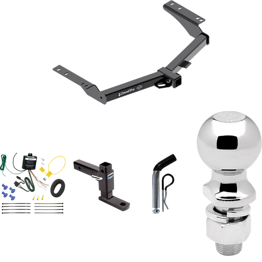 Fits 2014-2023 Toyota Prado Trailer Hitch Tow PKG w/ 4-Flat Wiring + Adjustable Drop Rise Ball Mount + Pin/Clip + 2-5/16" Ball By Draw-Tite