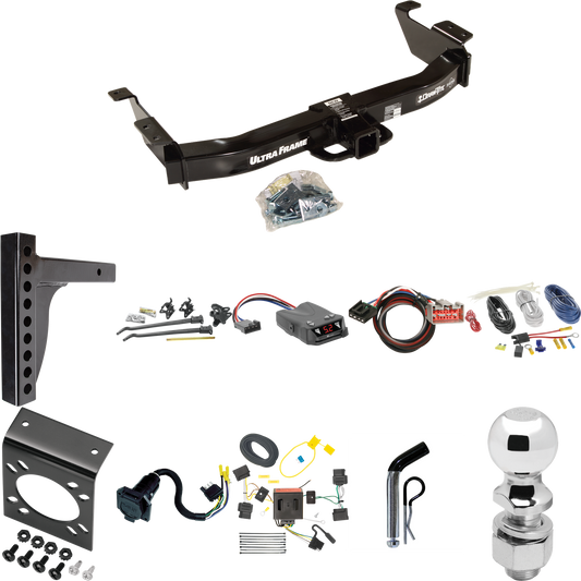 Fits 2009-2014 Ford E-350 Econoline Super Duty Trailer Hitch Tow PKG w/ 12K Trunnion Bar Weight Distribution Hitch + Pin/Clip + 2-5/16" Ball + Tekonsha Brakeman IV Brake Control + Plug & Play BC Adapter + 7-Way RV Wiring By Draw-Tite