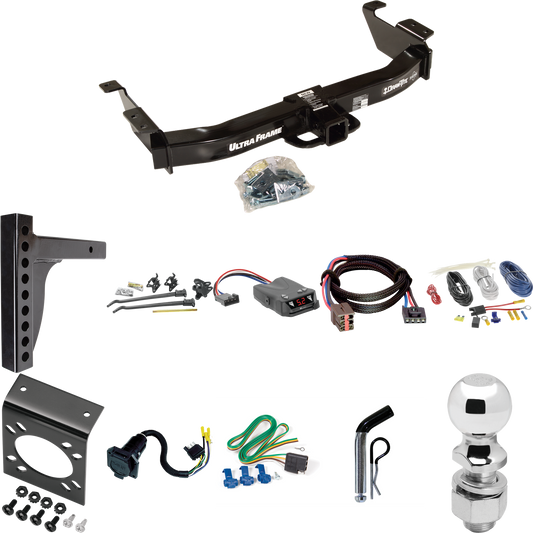 Fits 2003-2007 Ford E-350 Econoline Super Duty Trailer Hitch Tow PKG w/ 12K Trunnion Bar Weight Distribution Hitch + Pin/Clip + 2-5/16" Ball + Tekonsha Brakeman IV Brake Control + Plug & Play BC Adapter + 7-Way RV Wiring By Draw-Tite