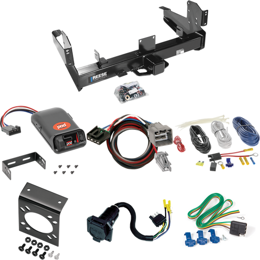 Fits 2013-2014 RAM 2500 Trailer Hitch Tow PKG w/ Pro Series POD Brake Control + Plug & Play BC Adapter + 7-Way RV Wiring By Reese Towpower