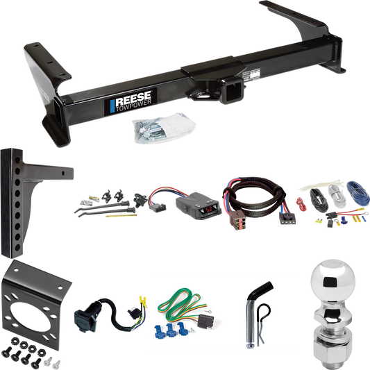 Fits 2003-2007 Ford E-250 Econoline Trailer Hitch Tow PKG w/ 12K Trunnion Bar Weight Distribution Hitch + Pin/Clip + 2-5/16" Ball + Tekonsha Brakeman IV Brake Control + Plug & Play BC Adapter + 7-Way RV Wiring By Reese Towpower