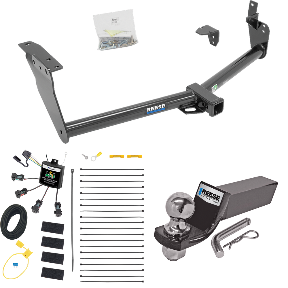 Se adapta al paquete de enganche de remolque Infiniti FX37 2013-2013 con cableado de 4 contactos planos cero "sin empalme" + kit de montaje de bola de inicio con caída de 2" y bola de 2" de Reese Towpower