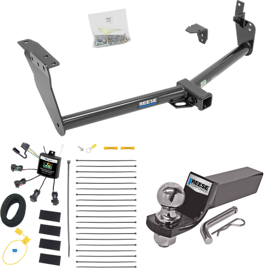 Se adapta al paquete de enganche de remolque Infiniti FX37 2013-2013 con cableado de 4 contactos planos cero "sin empalme" + kit de montaje de bola de inicio con caída de 2" y bola de 2" de Reese Towpower