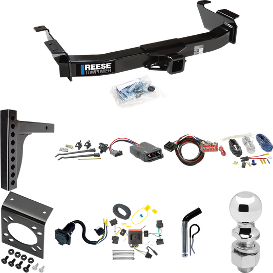 Fits 2009-2014 Ford E-250 Econoline Trailer Hitch Tow PKG w/ 12K Trunnion Bar Weight Distribution Hitch + Pin/Clip + 2-5/16" Ball + Tekonsha Brakeman IV Brake Control + Plug & Play BC Adapter + 7-Way RV Wiring By Reese Towpower