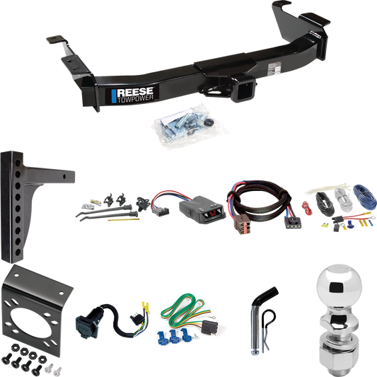 Fits 2003-2007 Ford E-250 Econoline Trailer Hitch Tow PKG w/ 12K Trunnion Bar Weight Distribution Hitch + Pin/Clip + 2-5/16" Ball + Tekonsha Brakeman IV Brake Control + Plug & Play BC Adapter + 7-Way RV Wiring By Reese Towpower