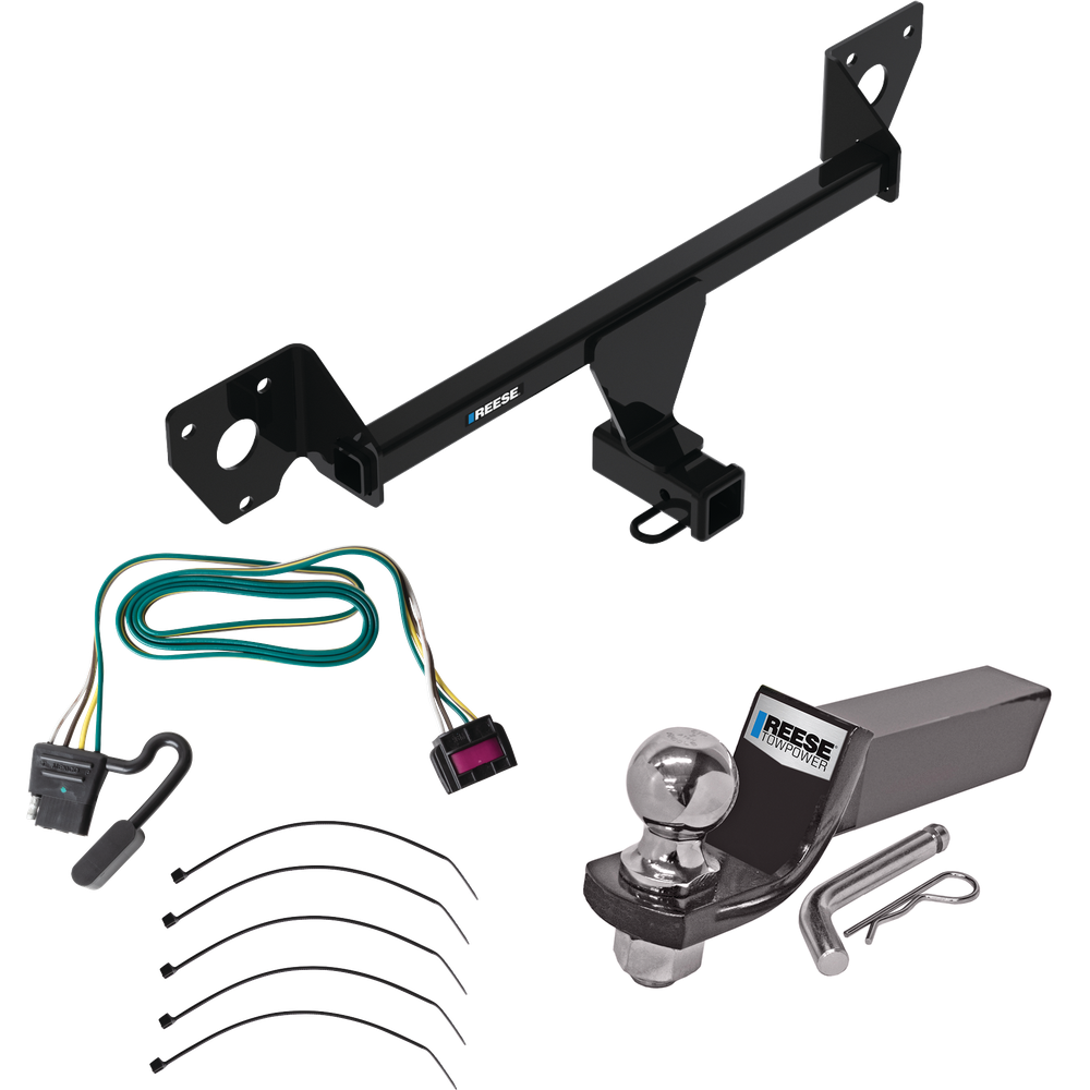 Fits 2021-2023 Chevrolet Trailblazer Trailer Hitch Tow PKG w/ 4-Flat Wiring + Starter Kit Ball Mount w/ 2" Drop & 2" Ball (For w/Active Towplug Models) By Reese Towpower