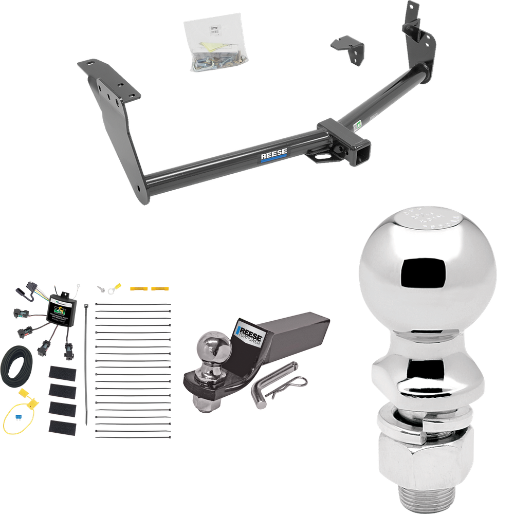 Se adapta al paquete de enganche de remolque Infiniti FX37 2013-2013 con cableado "sin empalme" de 4 contactos planos cero + kit de montaje de bola de inicio con caída de 2" y bola de 2" + bola de 2-5/16" de Reese Towpower