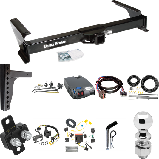 Fits 2008-2008 Ford E-350 Econoline Super Duty Trailer Hitch Tow PKG w/ 12K Trunnion Bar Weight Distribution Hitch + Pin/Clip + 2-5/16" Ball + Tekonsha Primus IQ Brake Control + Plug & Play BC Adapter + 7-Way RV Wiring By Draw-Tite