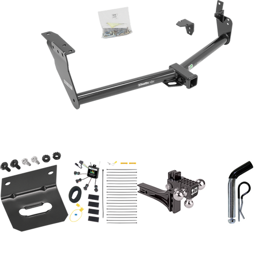 Fits 2009-2012 Infiniti FX35 Trailer Hitch Tow PKG w/ 4-Flat Zero Contact "No Splice" Wiring Harness + Adjustable Drop Rise Triple Ball Ball Mount 1-7/8" & 2" & 2-5/16" Trailer Balls + Pin/Clip + Wiring Bracket By Draw-Tite