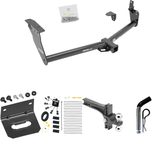 Fits 2013-2013 Infiniti FX37 Trailer Hitch Tow PKG w/ 4-Flat Zero Contact "No Splice" Wiring Harness + Dual Adjustable Drop Rise Ball Ball Mount 2" & 2-5/16" Trailer Balls + Pin/Clip + Wiring Bracket By Draw-Tite