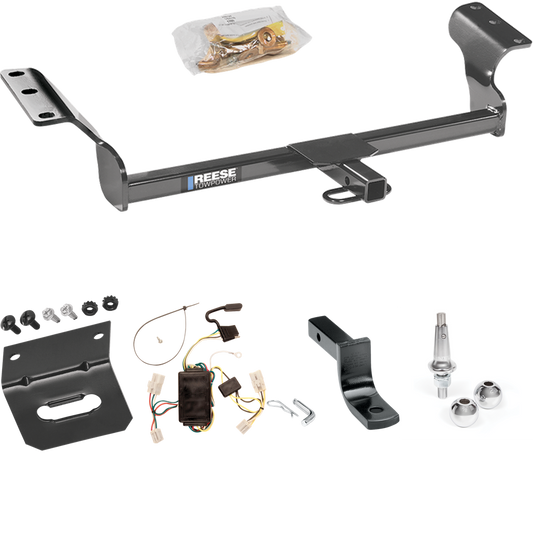 Fits 2003-2008 Toyota Matrix Trailer Hitch Tow PKG w/ 4-Flat Wiring Harness + Draw-Bar + Interchangeable 1-7/8" & 2" Balls + Wiring Bracket By Reese Towpower